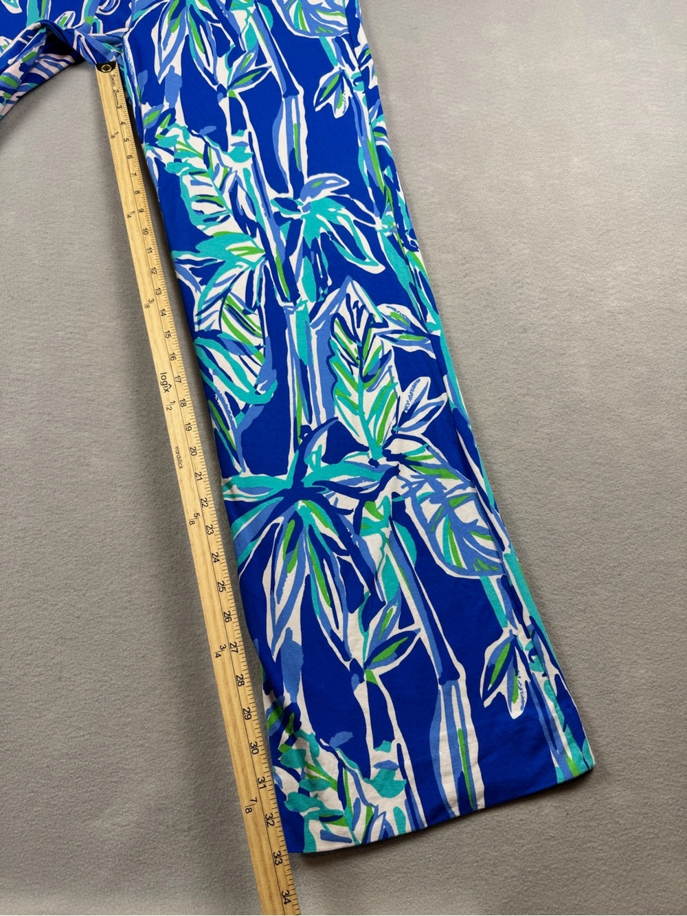 Lilly Pulitzer Georgia May Beach Pant Tropical Palazzo Wide Leg Large Blue Green - Picture 13 of 14